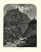 19世纪，法国上阿尔卑斯，奎拉河谷，桥，公社