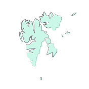 斯瓦尔巴特群岛地图手绘在白色的背景-时尚的设计