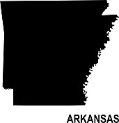 阿肯色州的黑色基本地图，以白色为背景
