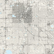 丹佛，科罗拉多州矢量地图