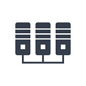 区块链采矿网络平面图标-矢量插图