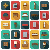 家具和家庭装饰图标集
