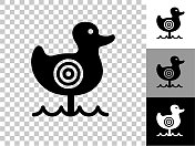 射击鸭子游戏图标在棋盘透明的背景 射击鸭子游戏图标在棋盘透明的背景