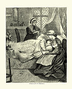 19世纪70年代,维多利亚时代的护士在照顾一位病人 19世纪70年代,维多利亚时代的护士在照顾一位病人