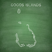 画在黑板上的可可群岛地图-黑板