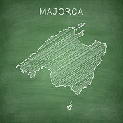 画在黑板上的马略卡地图-黑板
