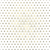均匀间隔，径向大小梯度。双三角形轮廓与金色3d反射。模式背景说明。白色
