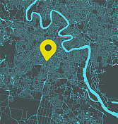 带有导航图标的城市地图