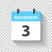 11月3日-每日日历图标在平面设计风格