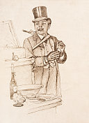 1890年，一个戴着大礼帽的男人准备出门