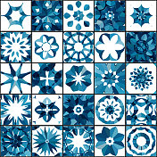 抽象蓝色花纹瓷砖收藏