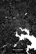 巴尔的摩，马里兰州，美国矢量地图
