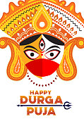 杜尔迦Puja设计与保护面具