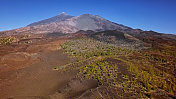 西班牙特内里费岛，加那利群岛，泰德国家公园的空中火山景观