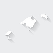 巴利阿里群岛地图与长阴影空白背景-平面设计