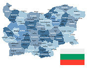 保加利亚地图，包括地区、首都和国旗