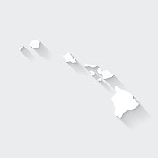 夏威夷地图与空白背景的长阴影-平面设计