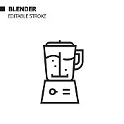 搅拌机线图标,轮廓矢量符号插图。 搅拌机线图标,轮廓矢量符号插图。