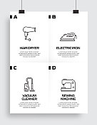 家电相关工艺信息图模板。过程时间图。使用线性图标的工作流布局