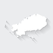 罗德里格斯岛地图与空白背景的长阴影-平面设计