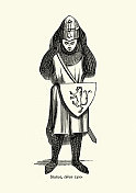 14世纪中世纪穿着锁子甲的骑士