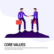 核心价值概念矢量插图网站横幅,广告和营销材料,在线广告,业务演示等。 核心价值概念矢量插图网站横幅,广告和营销材料,在线广告,业务演示等。