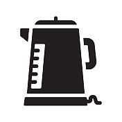 电水壶图标，矢量符号插图。