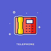 电话扁线图标,轮廓向量符号插图。 电话扁线图标,轮廓向量符号插图。