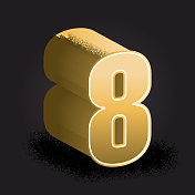 金色3d装饰数字8设计