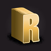 金色3d装饰字母R设计