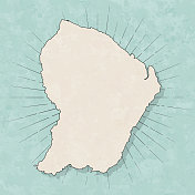 法属圭亚那地图复古风格-旧纹理纸
