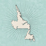 纽芬兰和拉布拉多地图复古风格-旧纹理纸