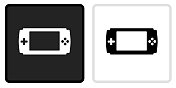 游戏控制台图标上的黑色按钮与白色滚动