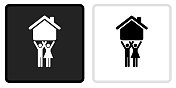 家和夫妇图标上的黑色按钮与白色翻转