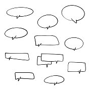 演讲和思想泡泡素描和涂鸦 演讲和思想泡泡素描和涂鸦