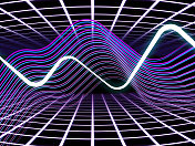 透视氖发光插图-光波和数字网络。 透视氖发光插图-光波和数字网络。