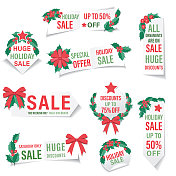 冬青圣诞销售商店横幅贴纸 冬青圣诞销售商店横幅贴纸