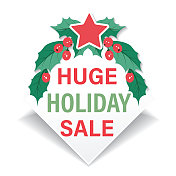 冬青圣诞销售商店横幅贴纸