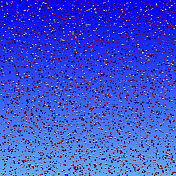 成千上万的红蓝白气球映衬着蓝天