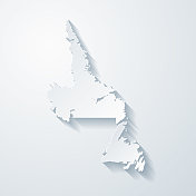 纽芬兰和拉布拉多地图与剪纸效果的空白背景