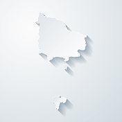 诺福克岛地图与空白背景剪纸效果