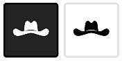 牛仔帽图标上的黑色按钮与白色翻转