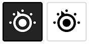 恒温器图标上的黑色按钮与白色翻转