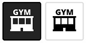 健身房图标在黑色按钮与白色翻转