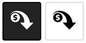 美元减少图标在黑色按钮与白色滚动