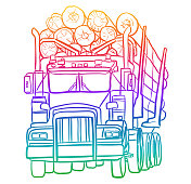 伐木卡车满载彩虹