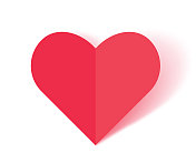 红色剪纸爱心情人节或任何其他爱的邀请卡股票插图。折纸心脏矢量