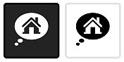 房地产谈话图标上的黑色按钮与白色翻转