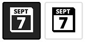 9月7日日历图标上的黑色按钮与白色翻转