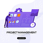项目管理概念矢量插图网站横幅,广告和营销材料,在线广告,业务演示等。 项目管理概念矢量插图网站横幅,广告和营销材料,在线广告,业务演示等。